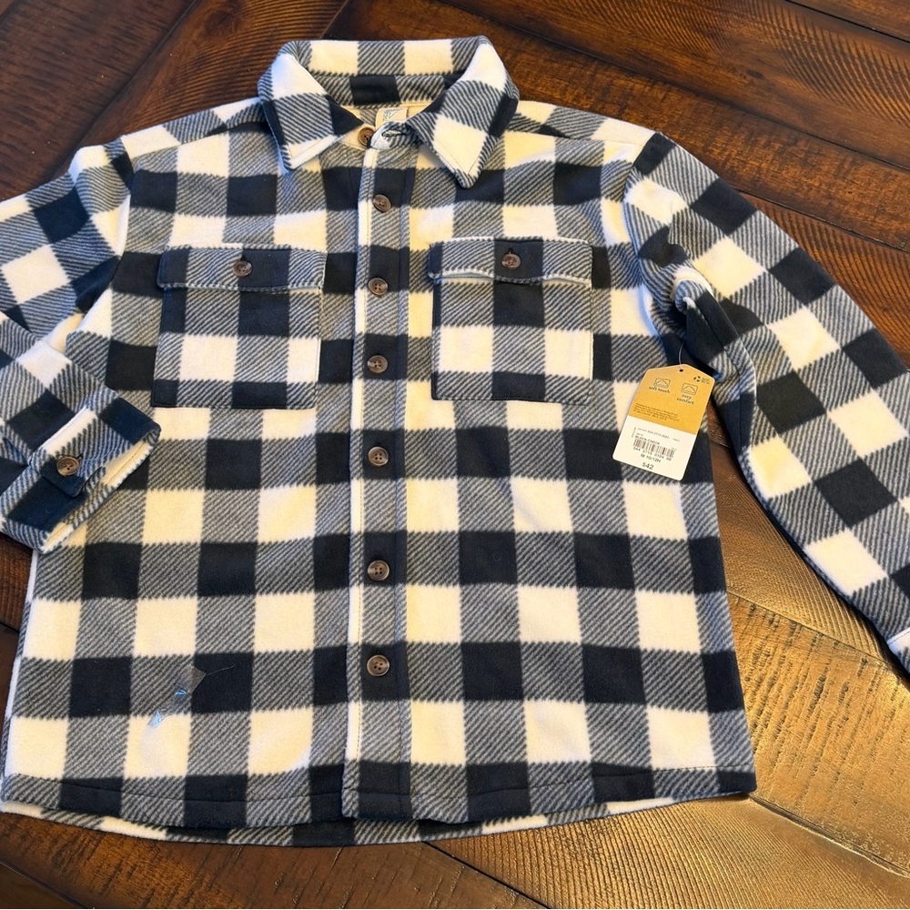 Kids Plaid Button Down Shirt - Black and White